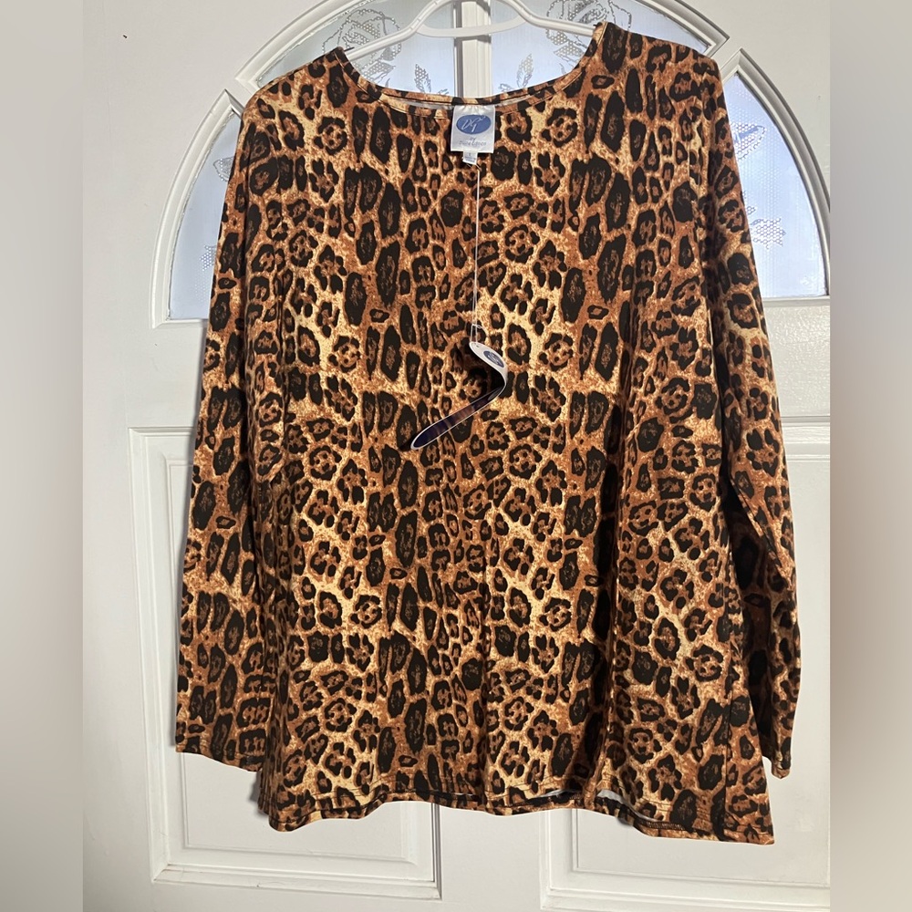 Diane Gilman Leopard Print Pullover - Brown & Black